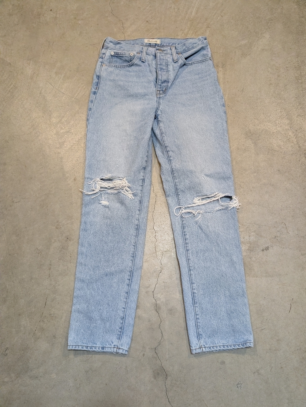 Madewell The Classic Straight Blue Classic Straight Jeans Women's 28 Distressed
